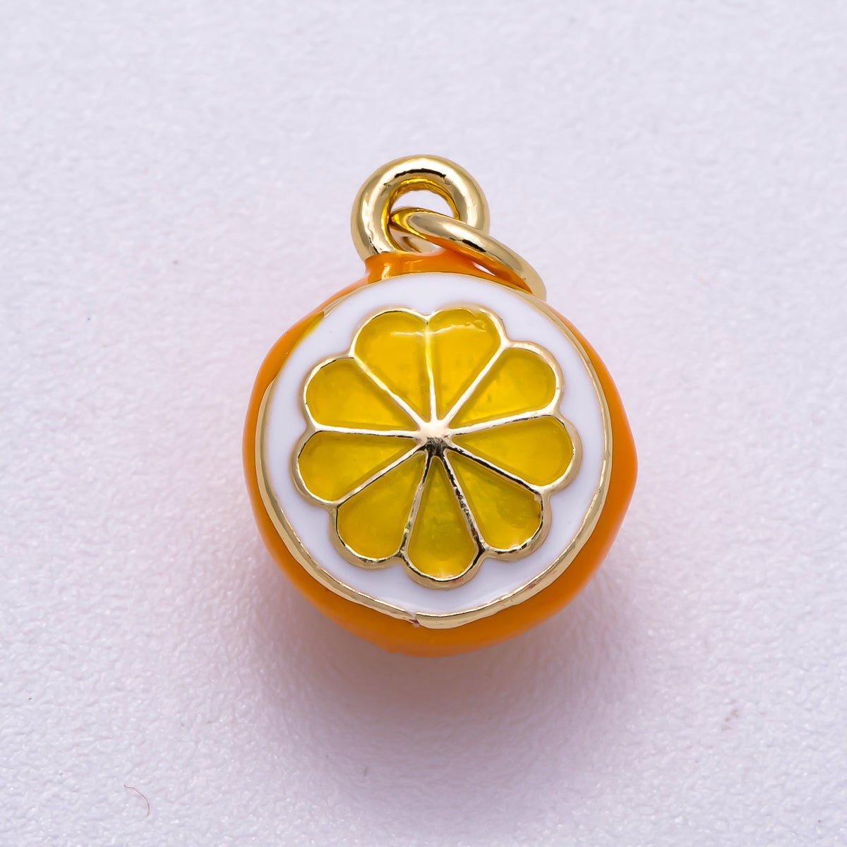 16K Gold Filled 14mm Orange Fruit Enamel 3D Multidimensional Charm | Charms - 00543 - Charms - 00545 - DLUXCA