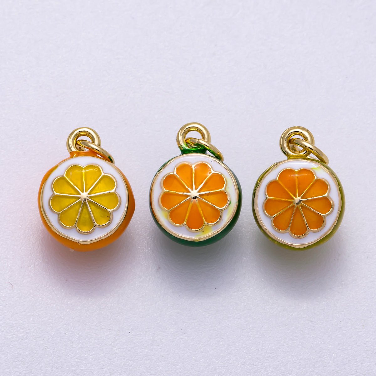 16K Gold Filled 14mm Orange Fruit Enamel 3D Multidimensional Charm | Charms - 00543 - Charms - 00545 - DLUXCA