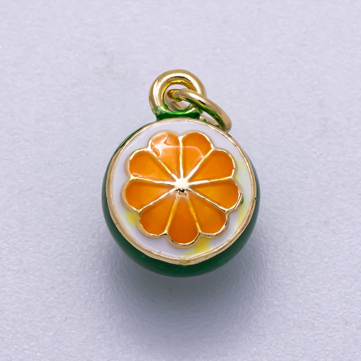 16K Gold Filled 14mm Orange Fruit Enamel 3D Multidimensional Charm | Charms - 00543 - Charms - 00545 - DLUXCA