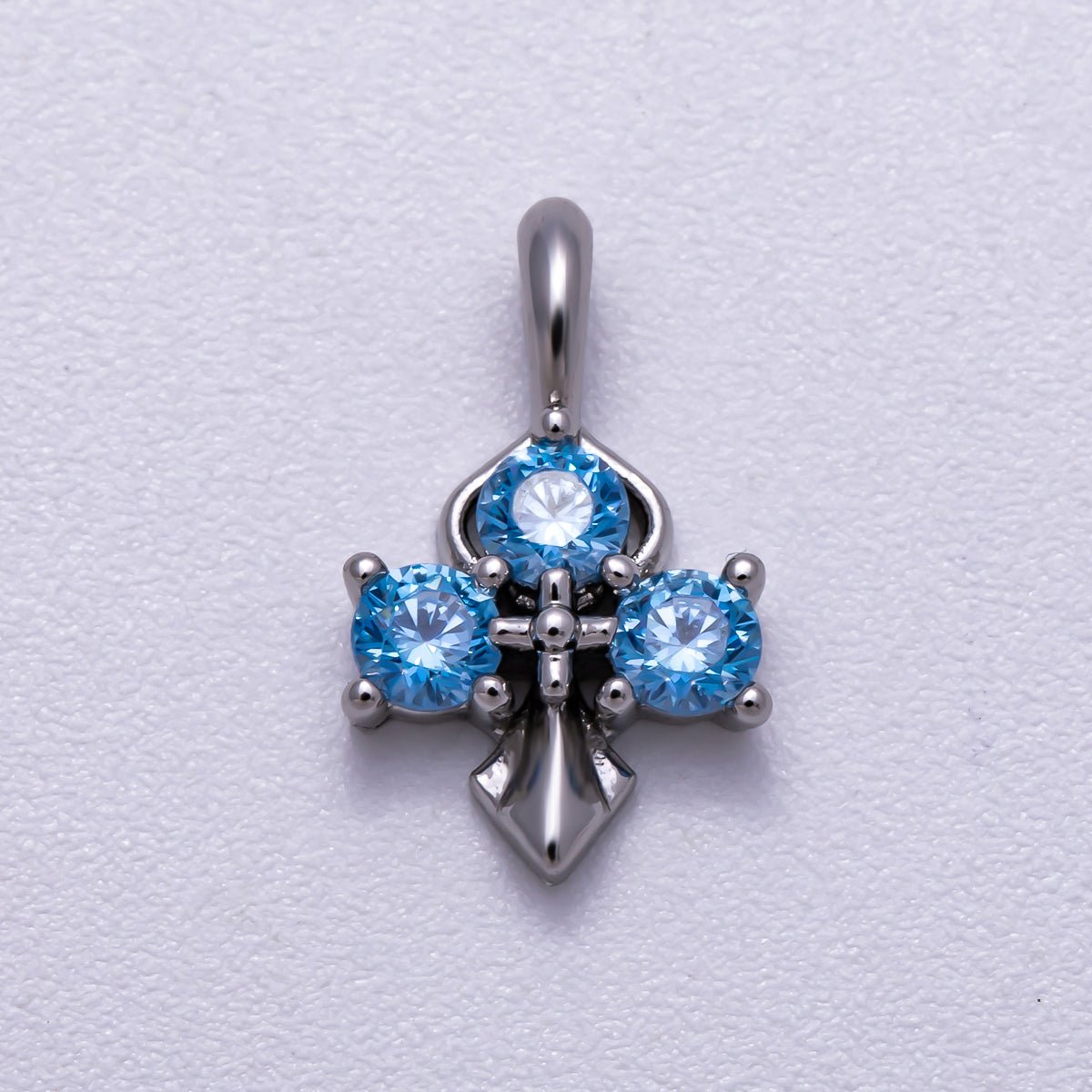 16K Gold Filled 14mm Pink, Blue CZ Mini Cross Charm in Gold & Silver | Charms - 00633 ~ Charms - 00636 - DLUXCA
