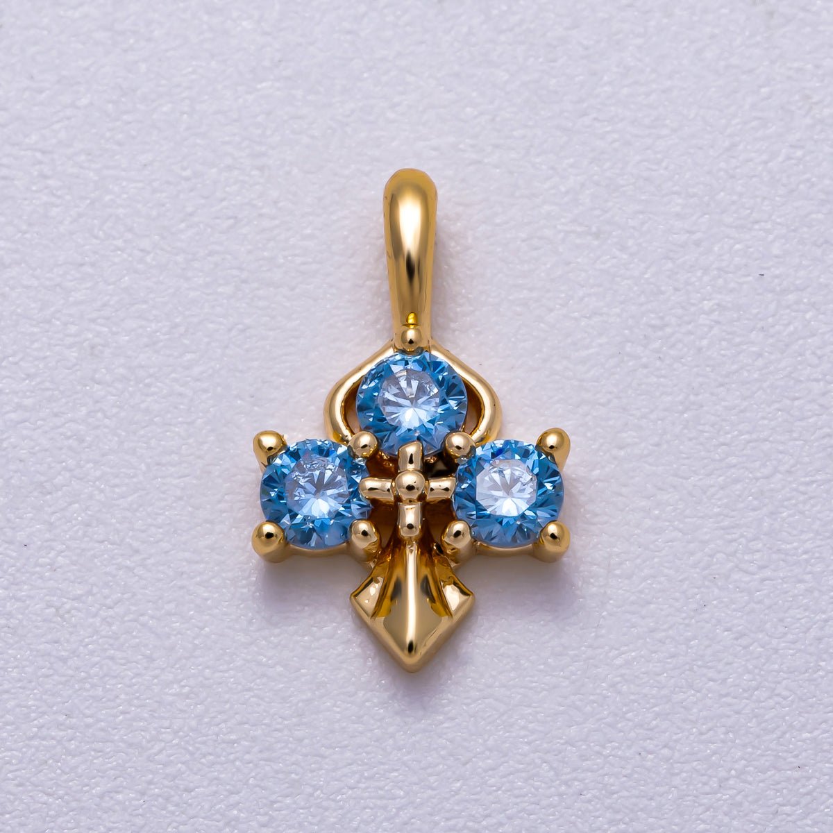16K Gold Filled 14mm Pink, Blue CZ Mini Cross Charm in Gold & Silver | Charms - 00633 ~ Charms - 00636 - DLUXCA