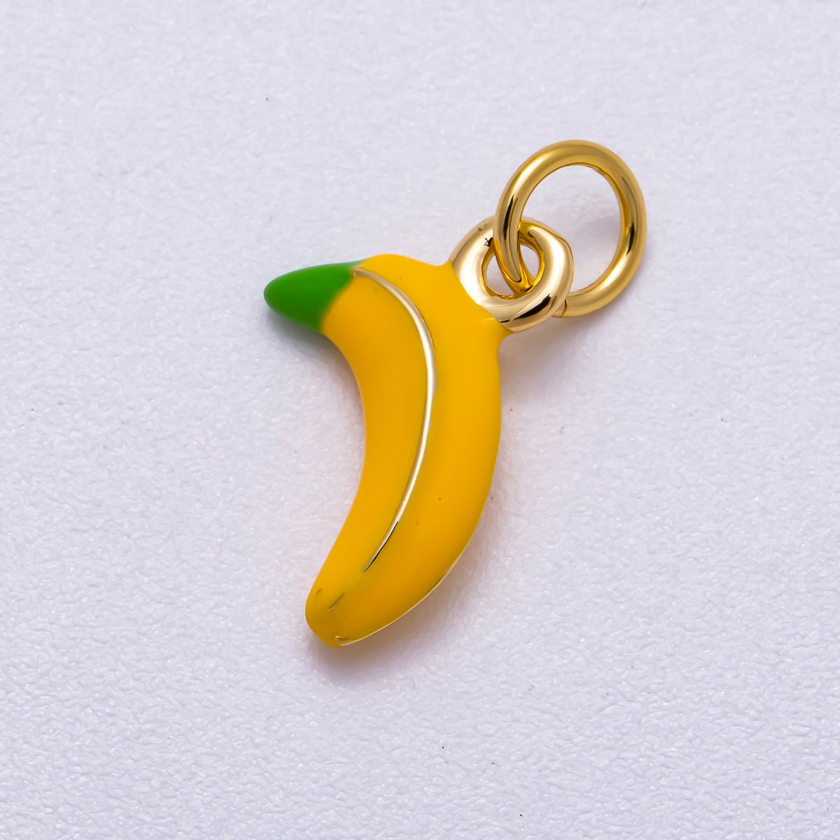 16K Gold Filled 14mm Yellow Tropical Banana Fruit Enamel Charm | Charms - 00580 - DLUXCA