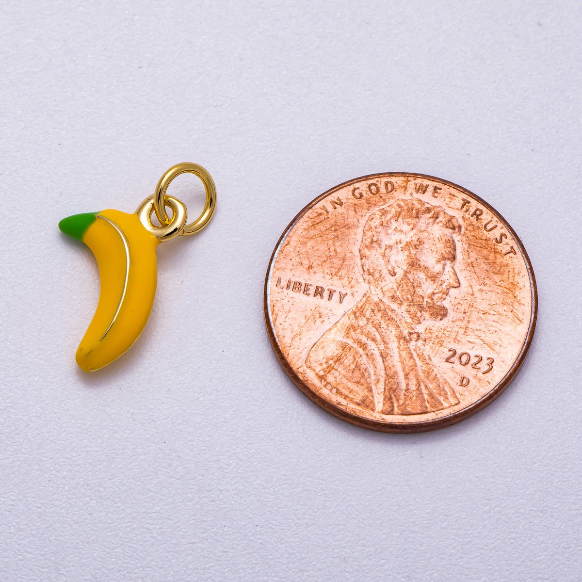 16K Gold Filled 14mm Yellow Tropical Banana Fruit Enamel Charm | Charms - 00580 - DLUXCA