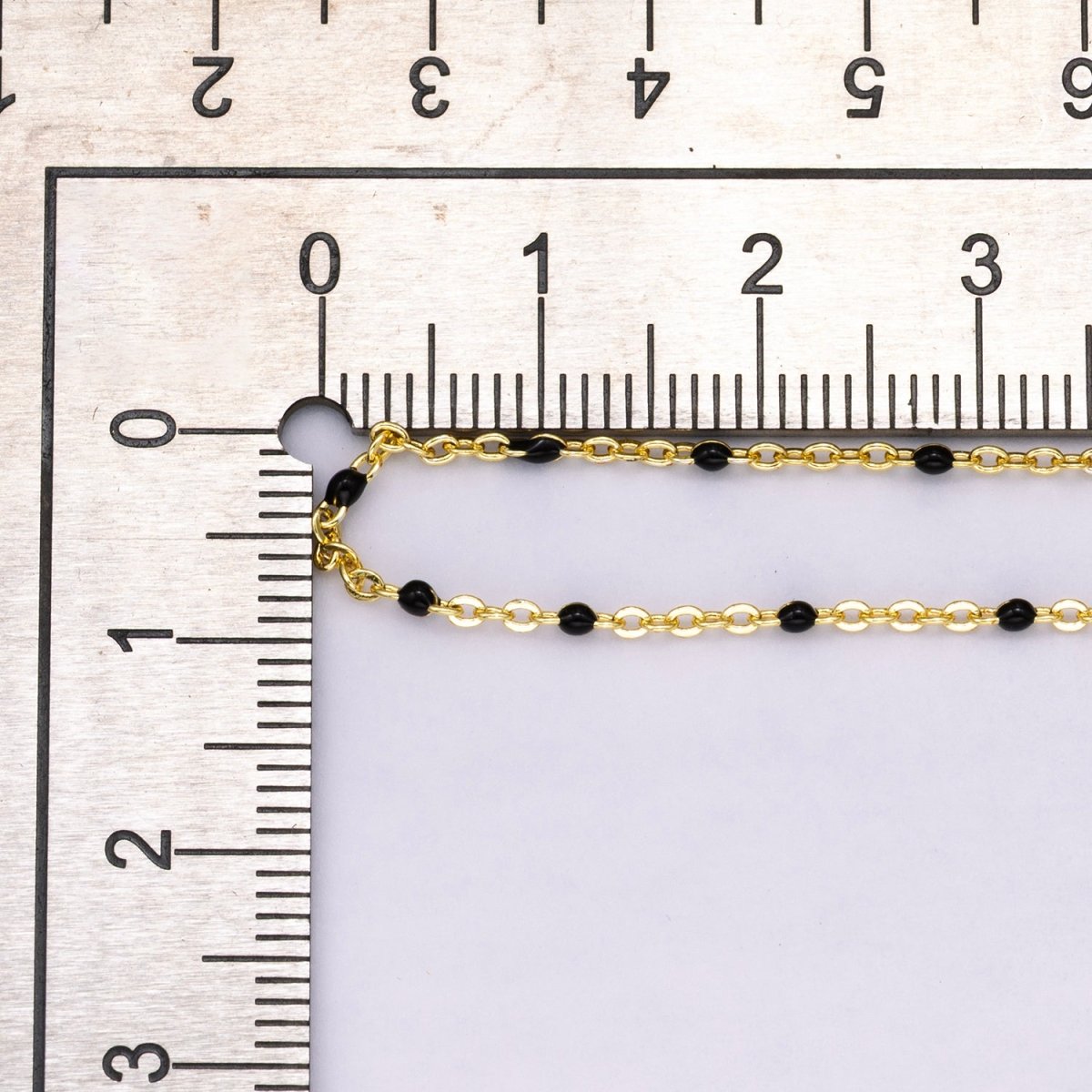 16K Gold Filled 1.5mm Black Enamel Ball Satellite Unfinished Chain by Yard | Roll - 01866 - DLUXCA