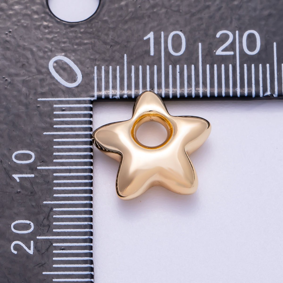 16K Gold Filled 15mm Chubby Celestial Star 3D Multidimensional Slide Charm | BEADS - 00275 - DLUXCA