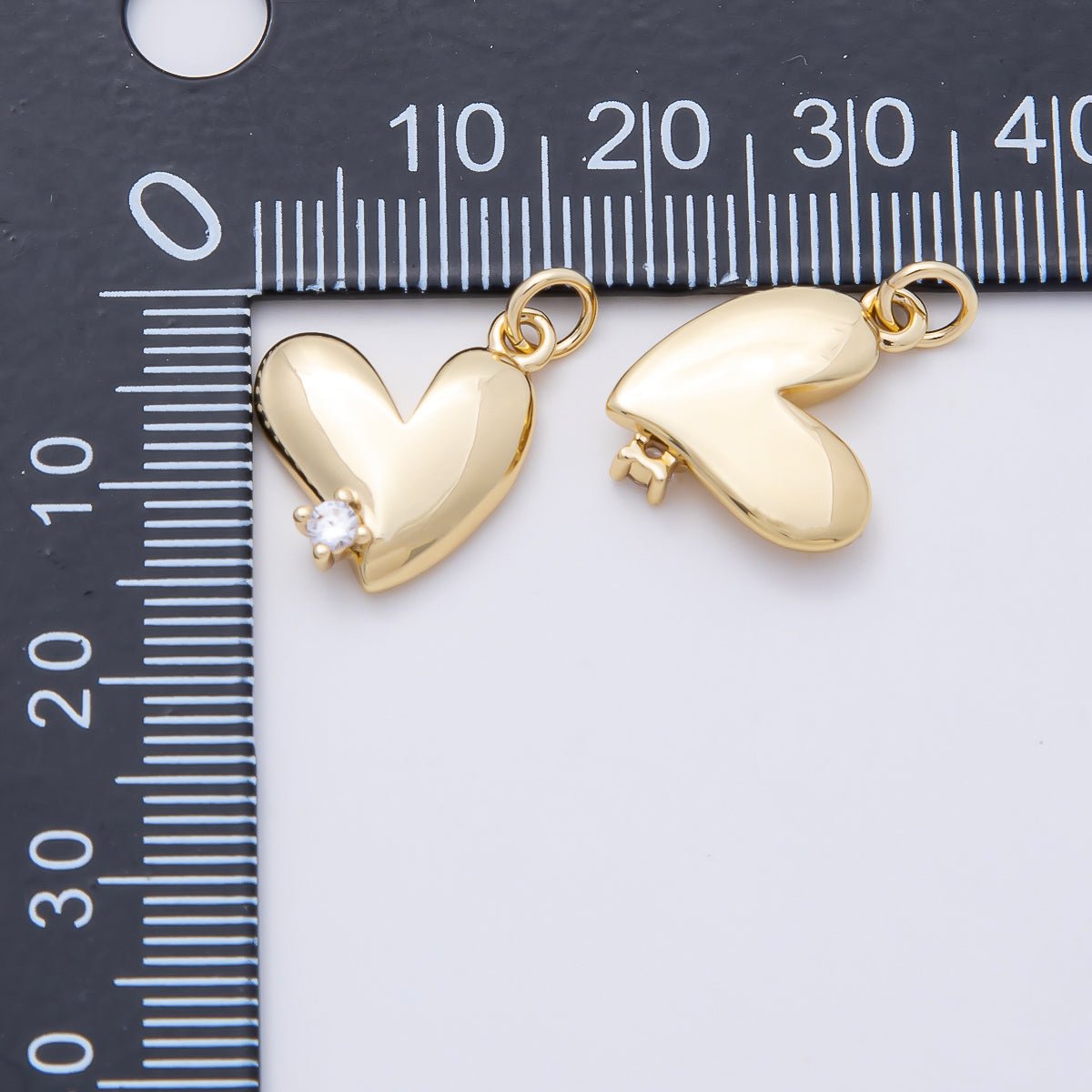 16K Gold Filled 15mm Clear CZ Heart Mini Charm | Charms-01171 - DLUXCA