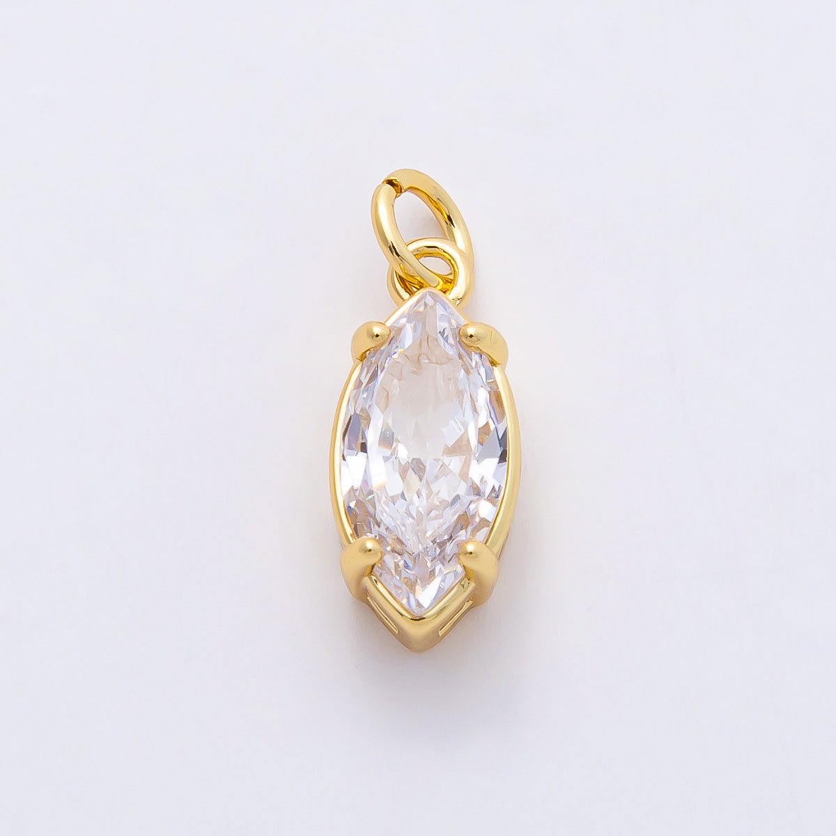 16K Gold Filled 15mm Clear CZ Marquise Solitaire Charm | Charms - 00819 - DLUXCA