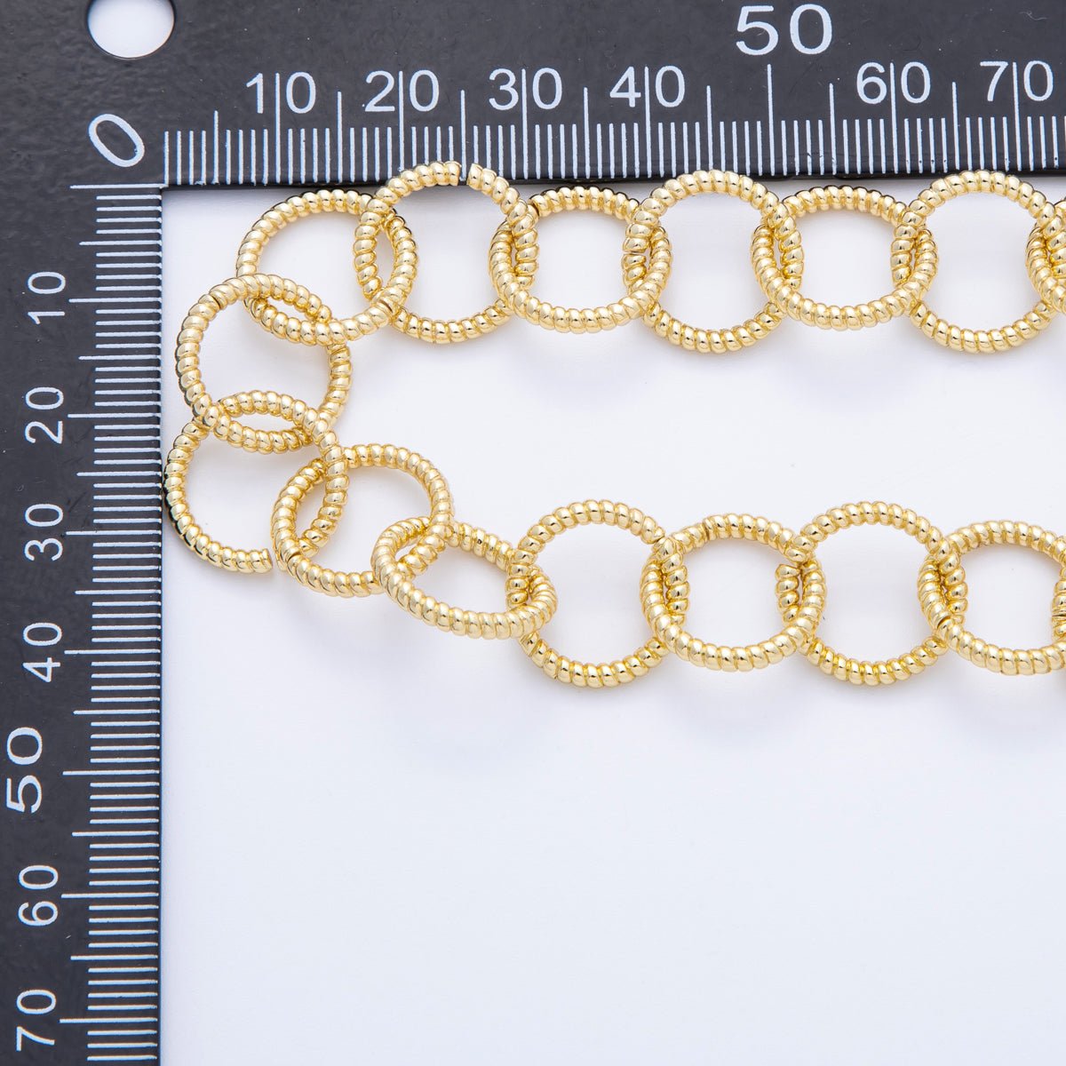 16K Gold Filled 15mm Croissant Ribbed Rolo Unfinished Chain by Yard | Roll - 1839 - DLUXCA