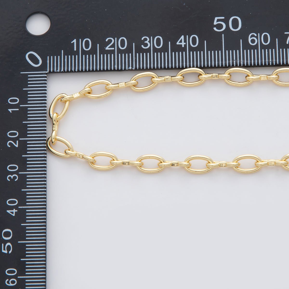 16K Gold Filled 15mm Edged Oval Paperclip Unfinished Chain by Yard | Roll - 1555 - DLUXCA