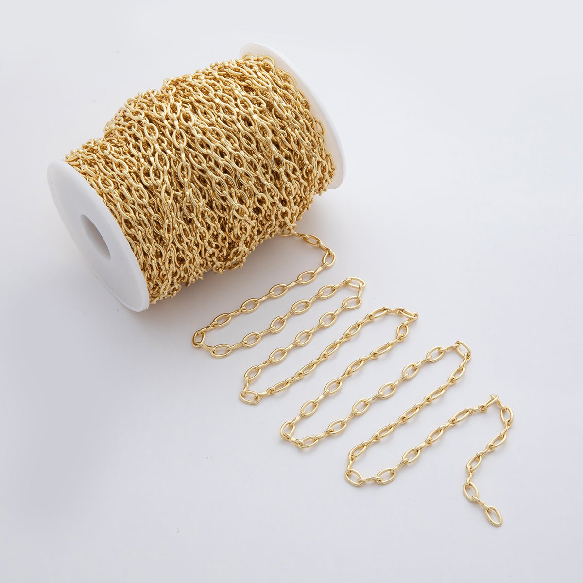 16K Gold Filled 15mm Edged Oval Paperclip Unfinished Chain by Yard | Roll - 1555 - DLUXCA