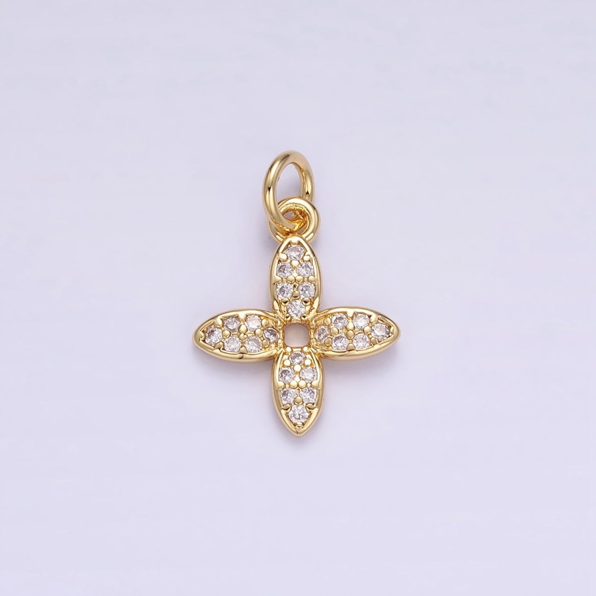 16K Gold Filled 15mm Flower Micro Paved CZ Charm | C303 - DLUXCA