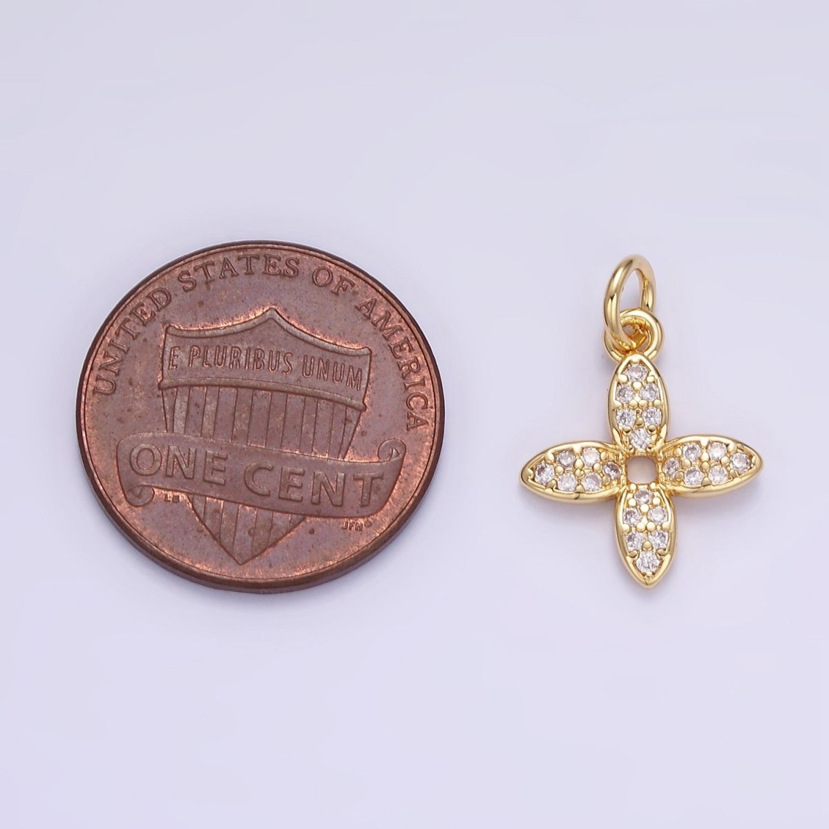 16K Gold Filled 15mm Flower Micro Paved CZ Charm | C303 - DLUXCA