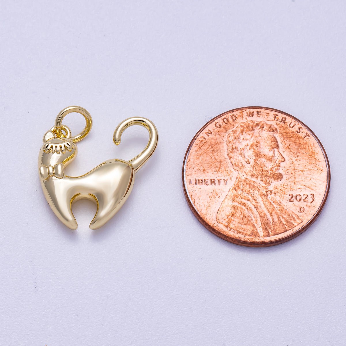 16K Gold Filled 15mm Kitty Cat Pet Animal 3D Multidimensional Charm | Charms - 00629 - DLUXCA