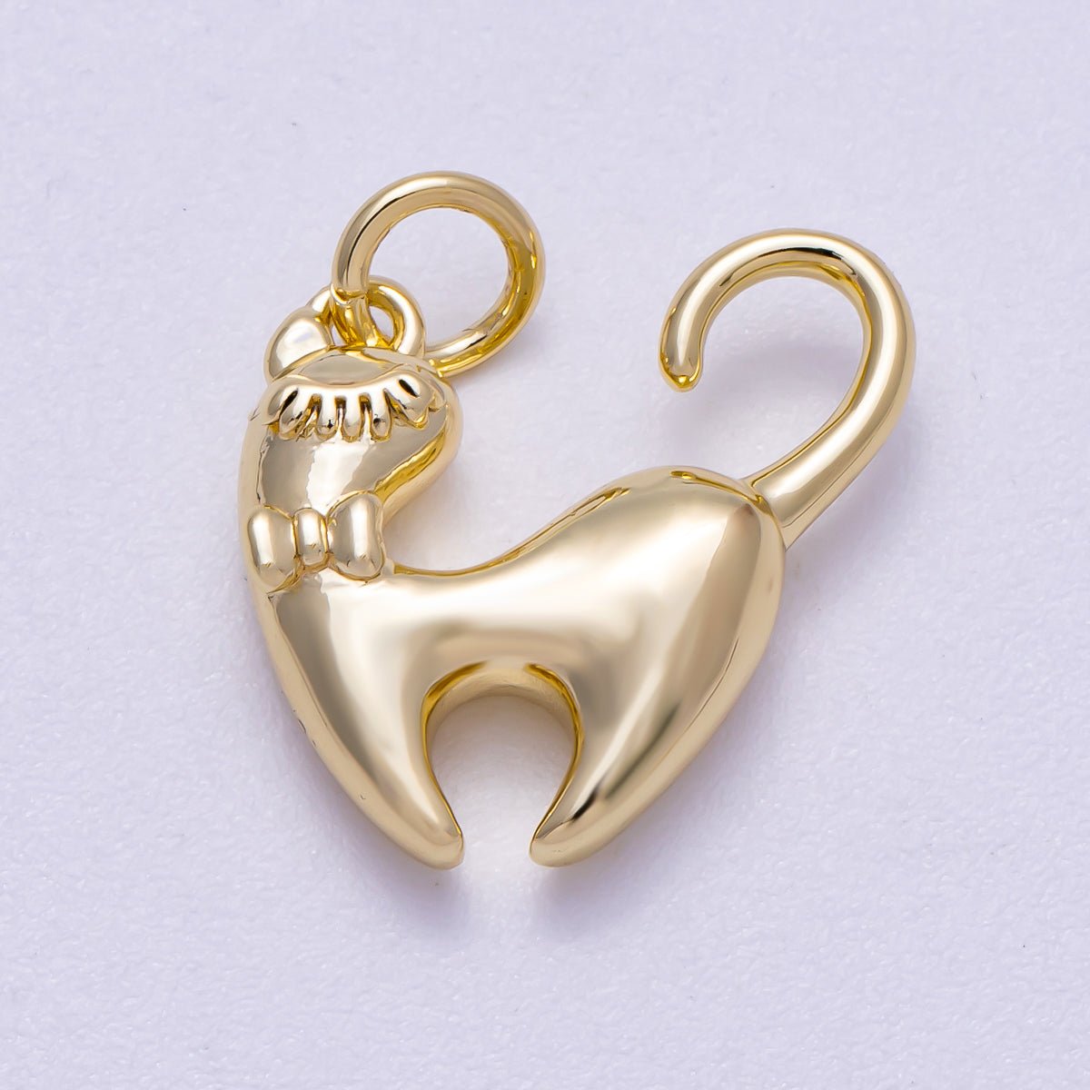 16K Gold Filled 15mm Kitty Cat Pet Animal 3D Multidimensional Charm | Charms - 00629 - DLUXCA