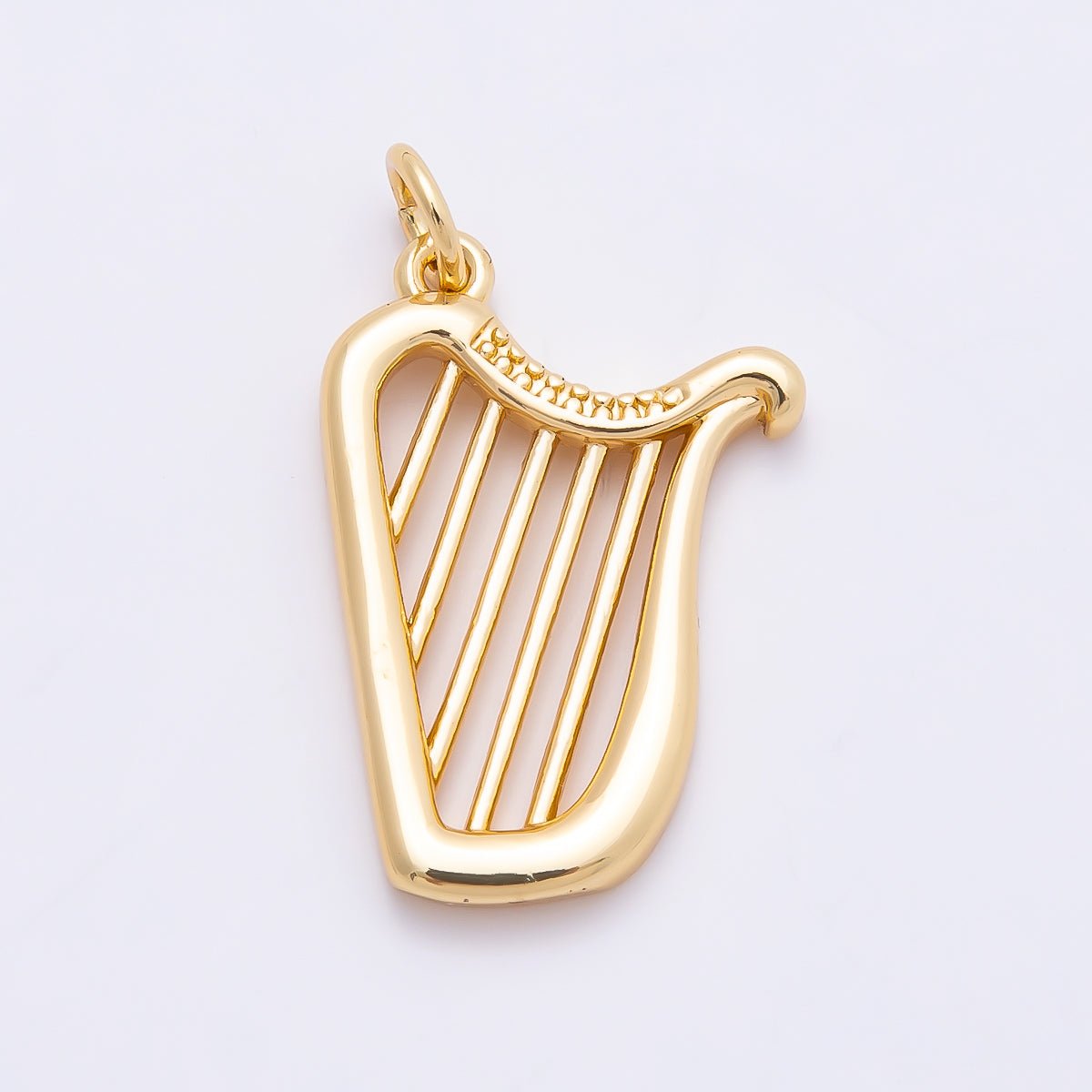16K Gold Filled 15mm Minimalist Harp Musical Instrument Charm | Charms - 008661 - DLUXCA