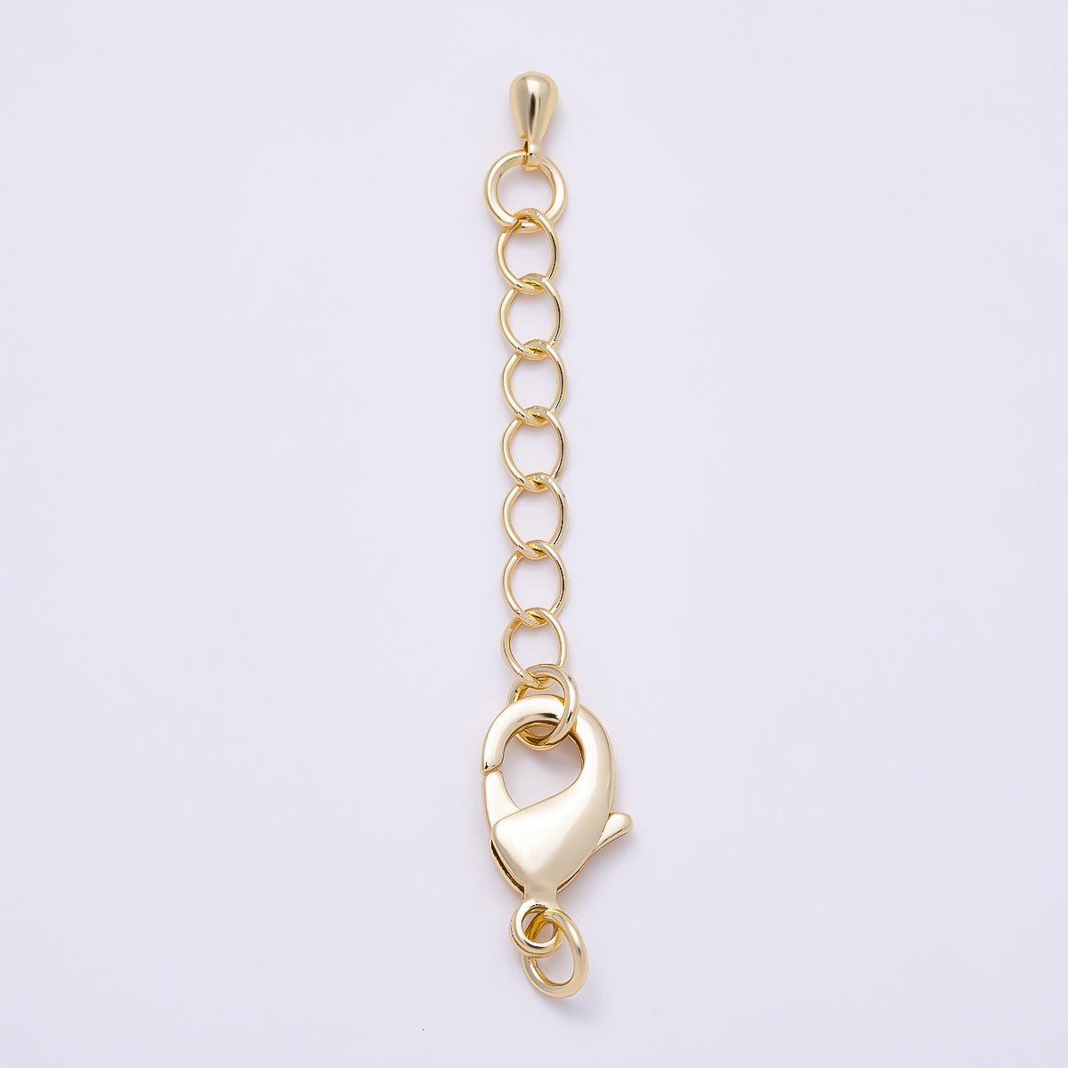 16K Gold Filled 15mm Minimalist Lobster Claw Clasps 2 Inch Teardrop Chain Extender | Findings-00495 - DLUXCA