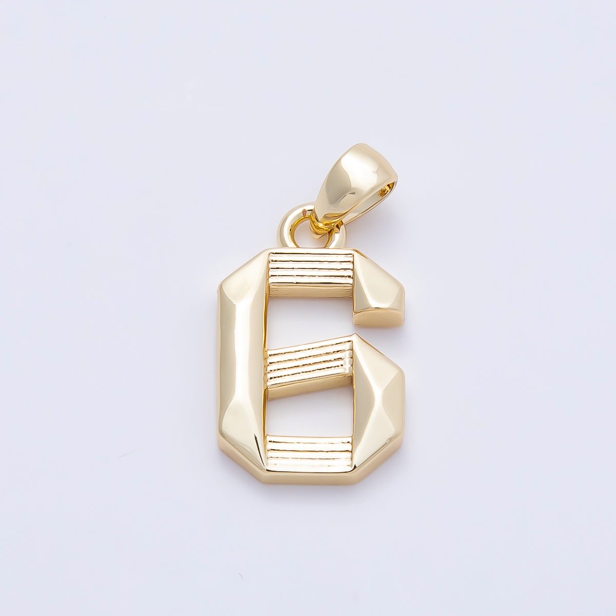 16K Gold Filled 15mm Ribbed Edged Geometric Number Numerology Charm | Charms-01207 ~ Charms-01216 - DLUXCA