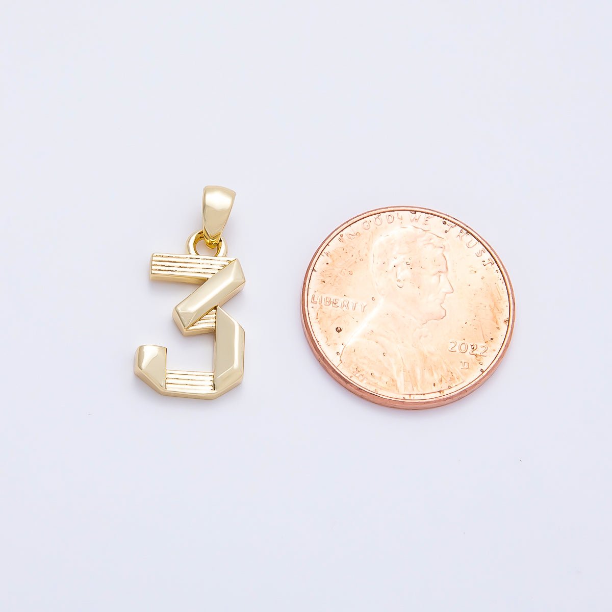 16K Gold Filled 15mm Ribbed Edged Geometric Number Numerology Charm | Charms-01207 ~ Charms-01216 - DLUXCA