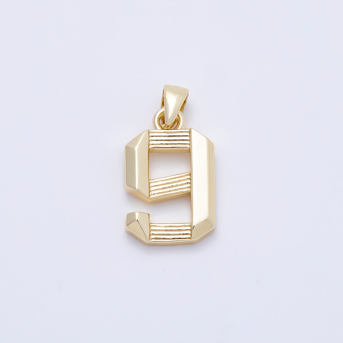 16K Gold Filled 15mm Ribbed Edged Geometric Number Numerology Charm | Charms-01207 ~ Charms-01216 - DLUXCA