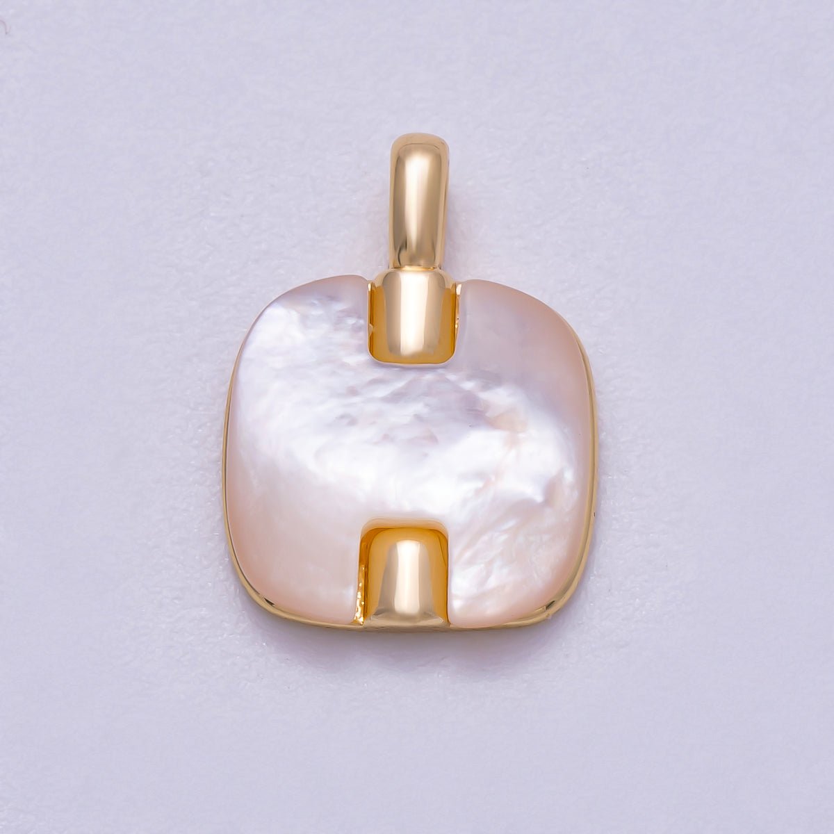 16K Gold Filled 15mm Shell Pearl Square Mini Charm | Charms - 00594 - DLUXCA