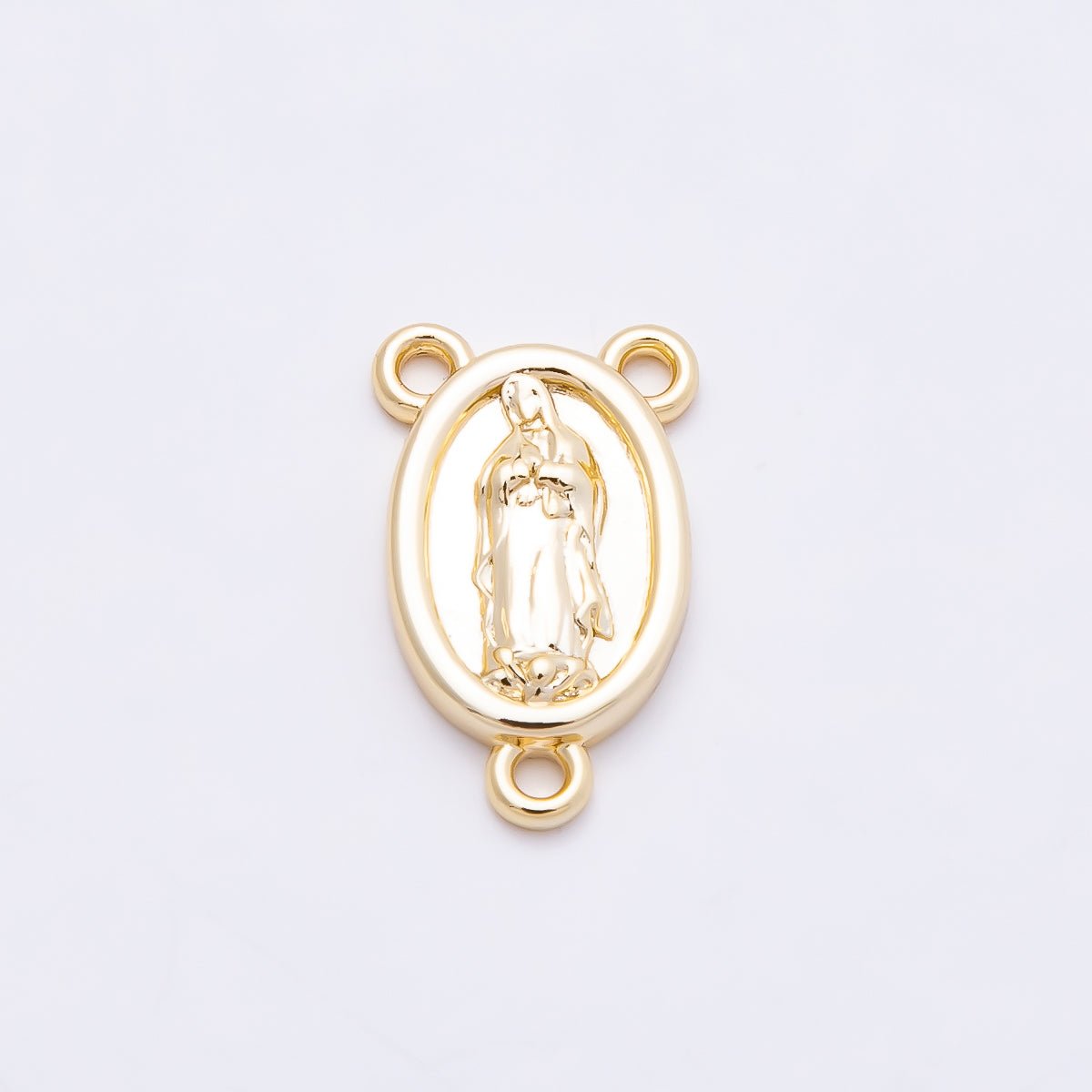 16K Gold Filled 15mm Virgin Mary Rosary Minimalist Triple Connector | Findings - 00166 - DLUXCA