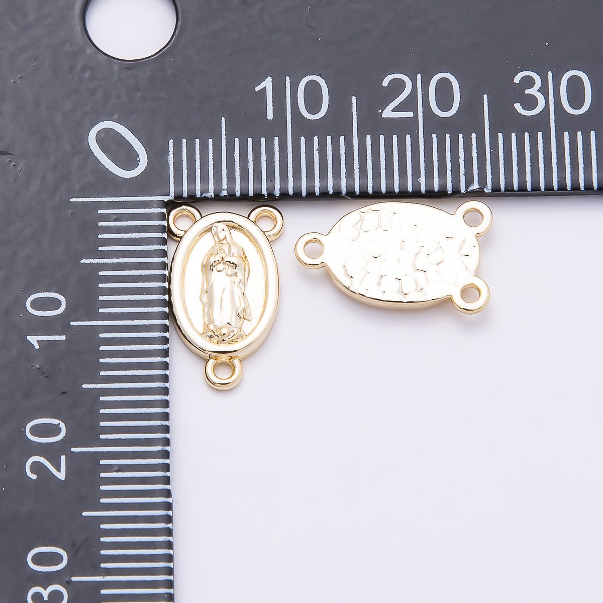 16K Gold Filled 15mm Virgin Mary Rosary Minimalist Triple Connector | Findings - 00166 - DLUXCA