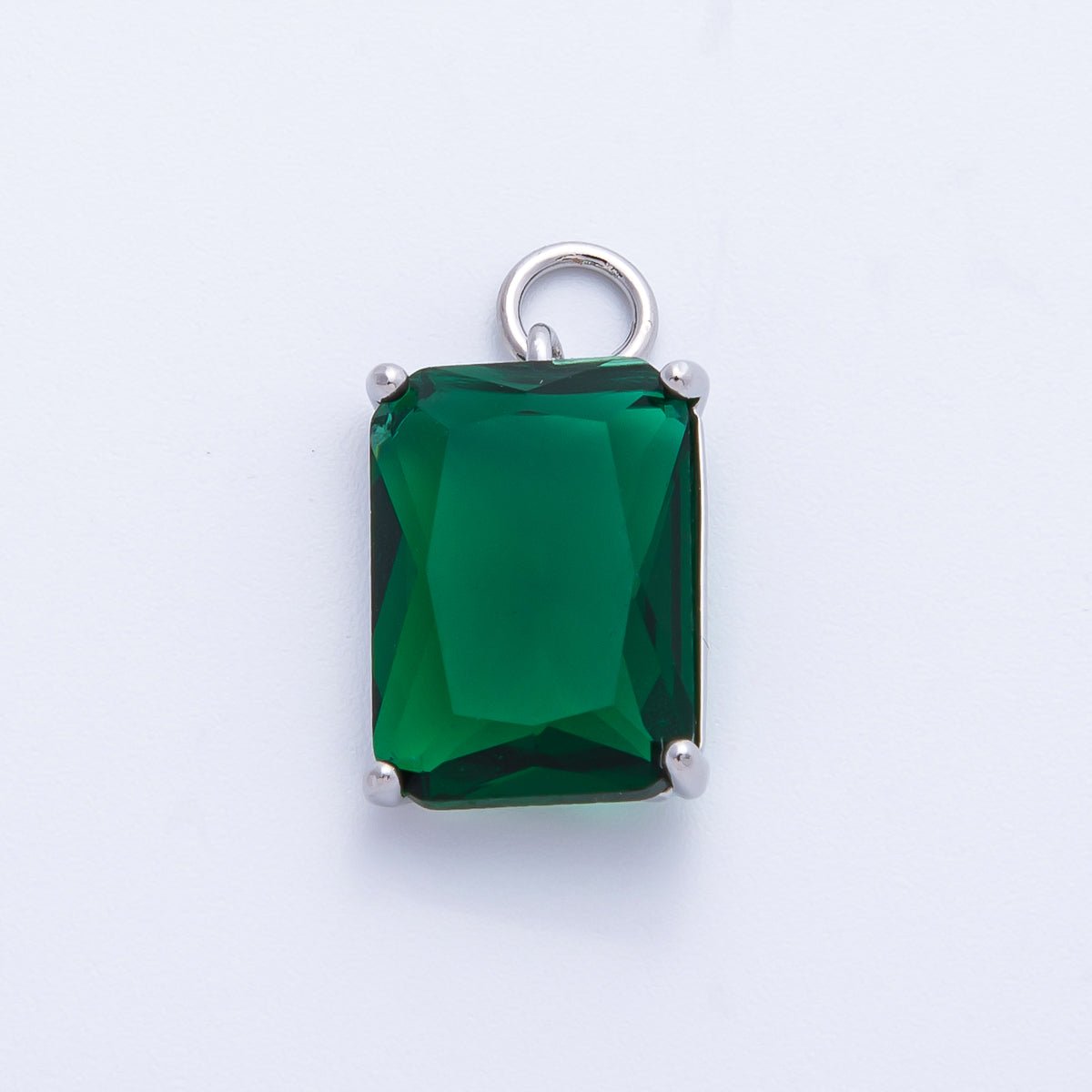16K Gold Filled 16.5mm Green, Pink, Clear, Red, Blue, Purple Baguette CZ Charm in Gold & Silver | Charms - 00294 ~ Charms - 00302 - DLUXCA