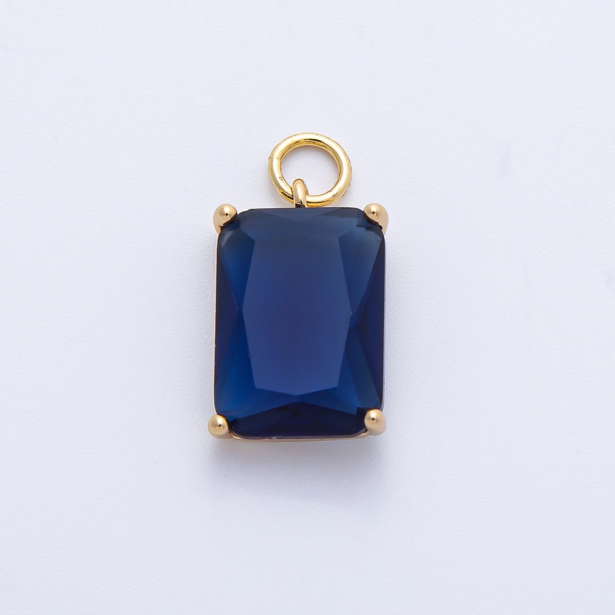 16K Gold Filled 16.5mm Green, Pink, Clear, Red, Blue, Purple Baguette CZ Charm in Gold & Silver | Charms - 00294 ~ Charms - 00302 - DLUXCA