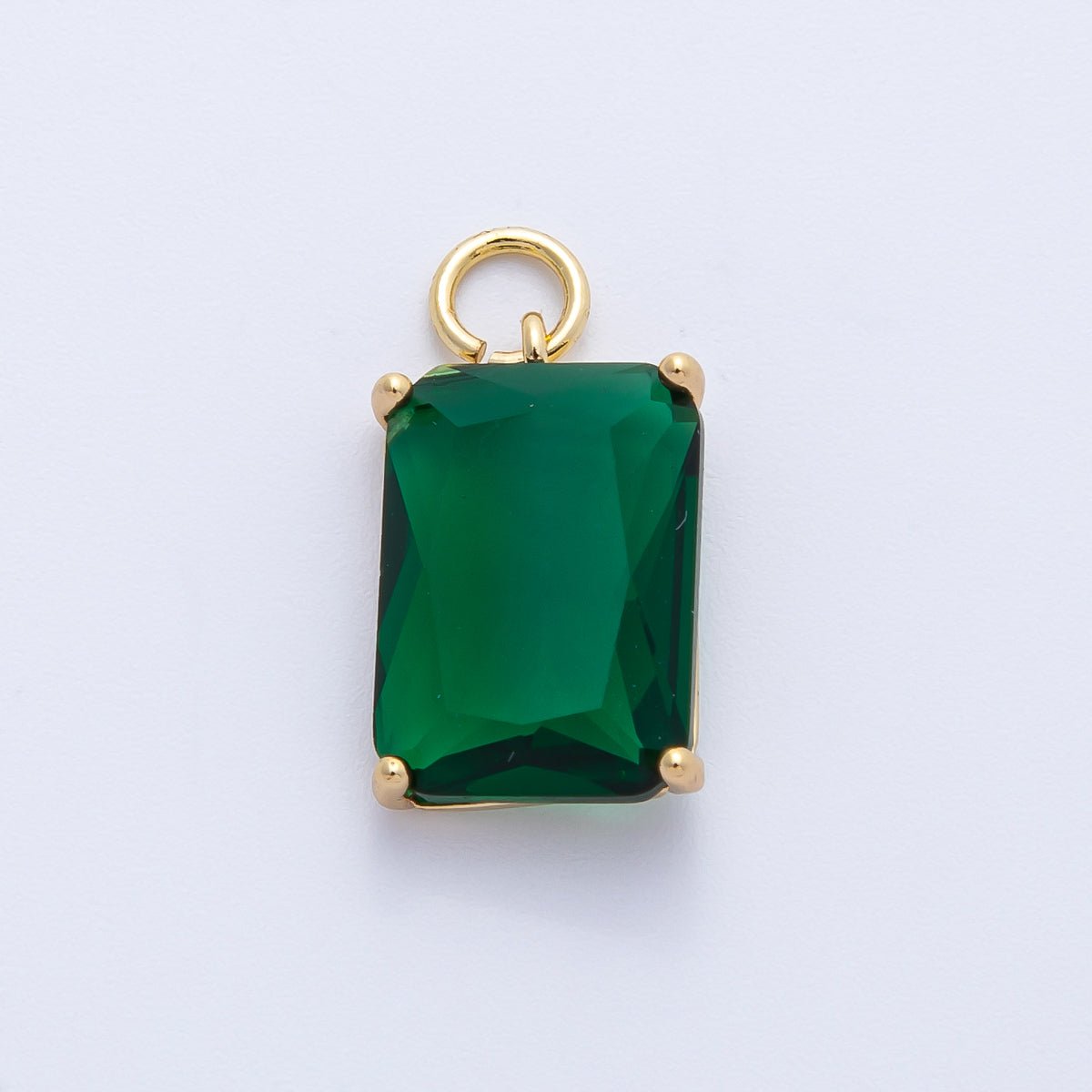 16K Gold Filled 16.5mm Green, Pink, Clear, Red, Blue, Purple Baguette CZ Charm in Gold & Silver | Charms - 00294 ~ Charms - 00302 - DLUXCA