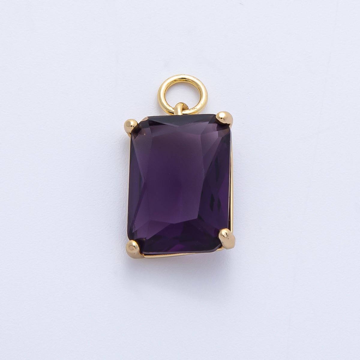16K Gold Filled 16.5mm Green, Pink, Clear, Red, Blue, Purple Baguette CZ Charm in Gold & Silver | Charms - 00294 ~ Charms - 00302 - DLUXCA