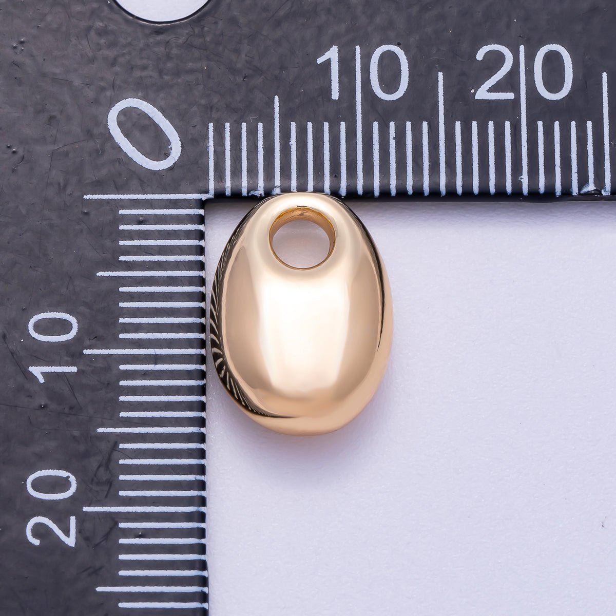 16K Gold Filled 16mm Chubby Oblong Oval 3D Multidimensional Slide Charm | BEADS - 00274 - DLUXCA