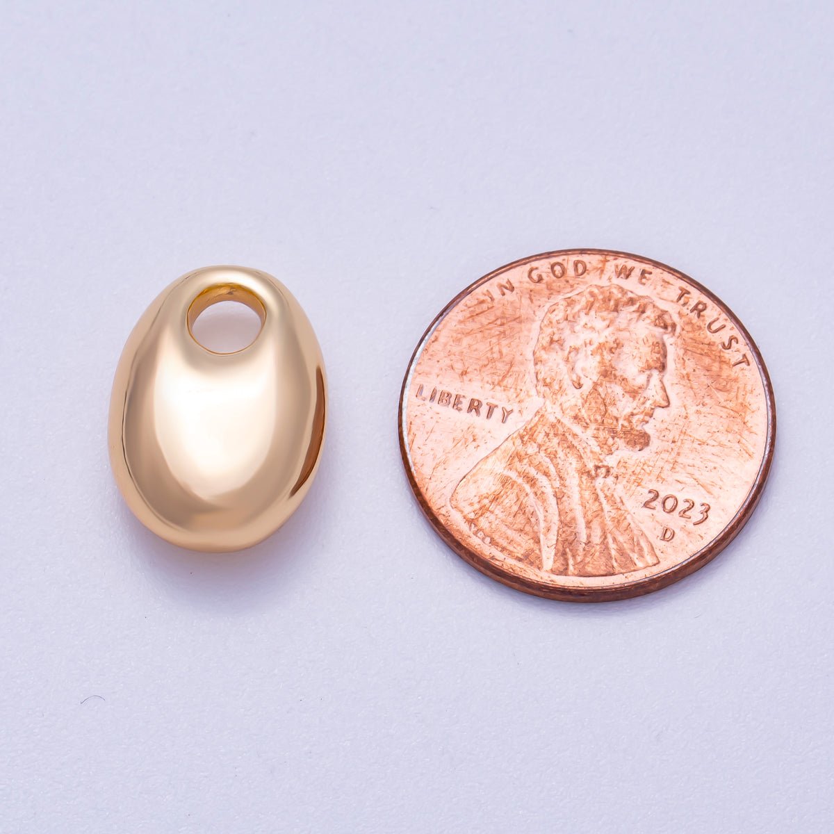 16K Gold Filled 16mm Chubby Oblong Oval 3D Multidimensional Slide Charm | BEADS - 00274 - DLUXCA