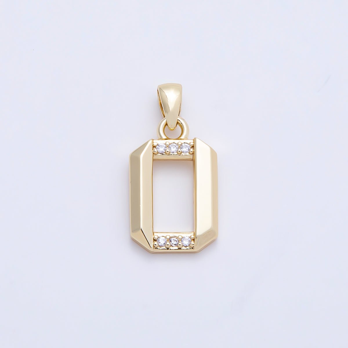16K Gold Filled 16mm Micro Paved CZ Edged Geometric Number Numerology Charm | Charms-01217 ~ Charms-01226 - DLUXCA