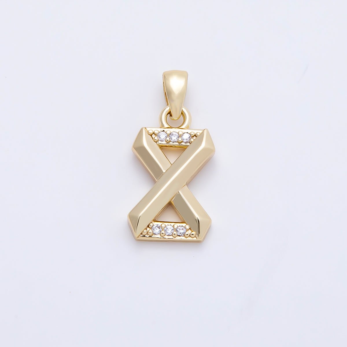 16K Gold Filled 16mm Micro Paved CZ Edged Geometric Number Numerology Charm | Charms-01217 ~ Charms-01226 - DLUXCA