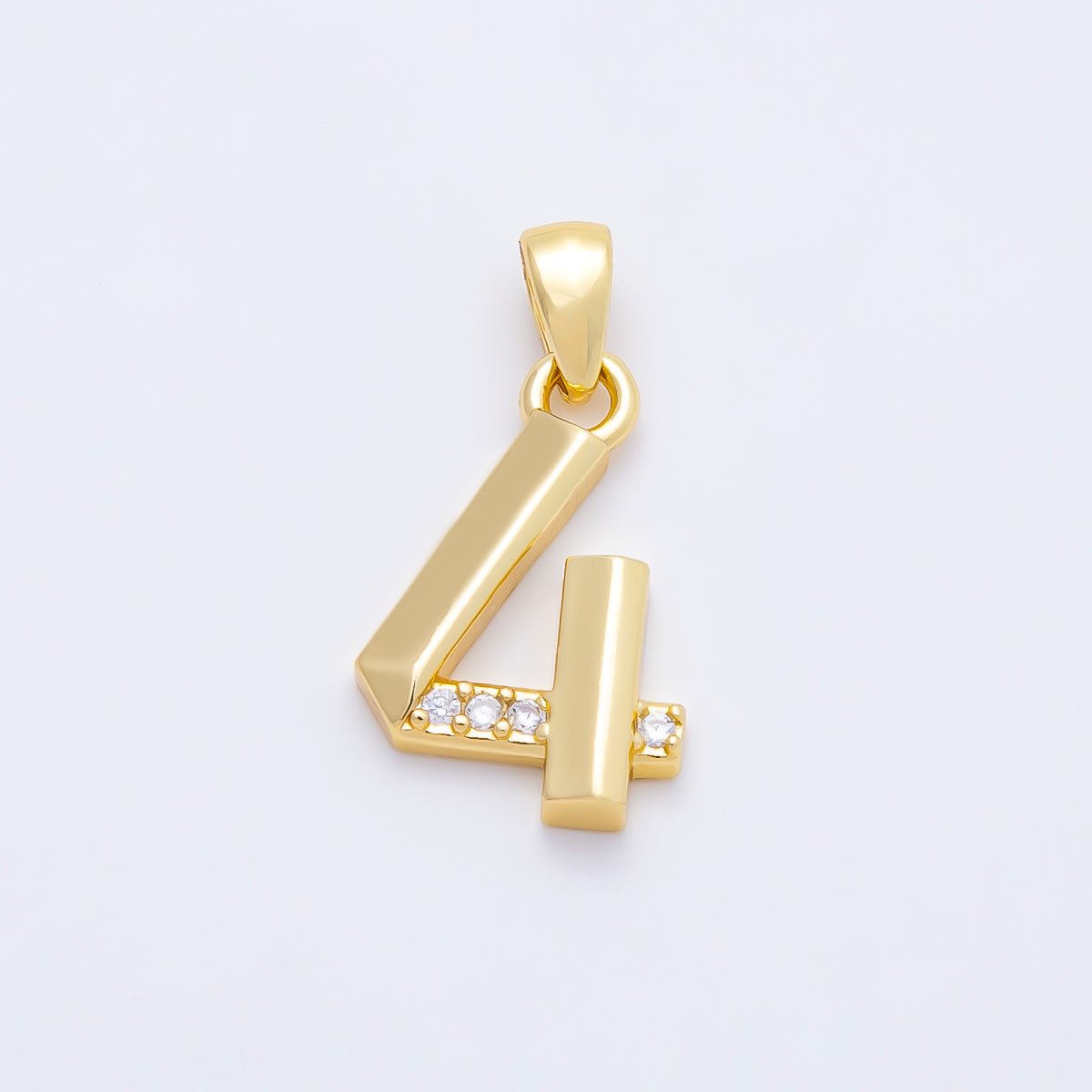 16K Gold Filled 16mm Micro Paved CZ Edged Geometric Number Numerology Charm | Charms-01217 ~ Charms-01226 - DLUXCA