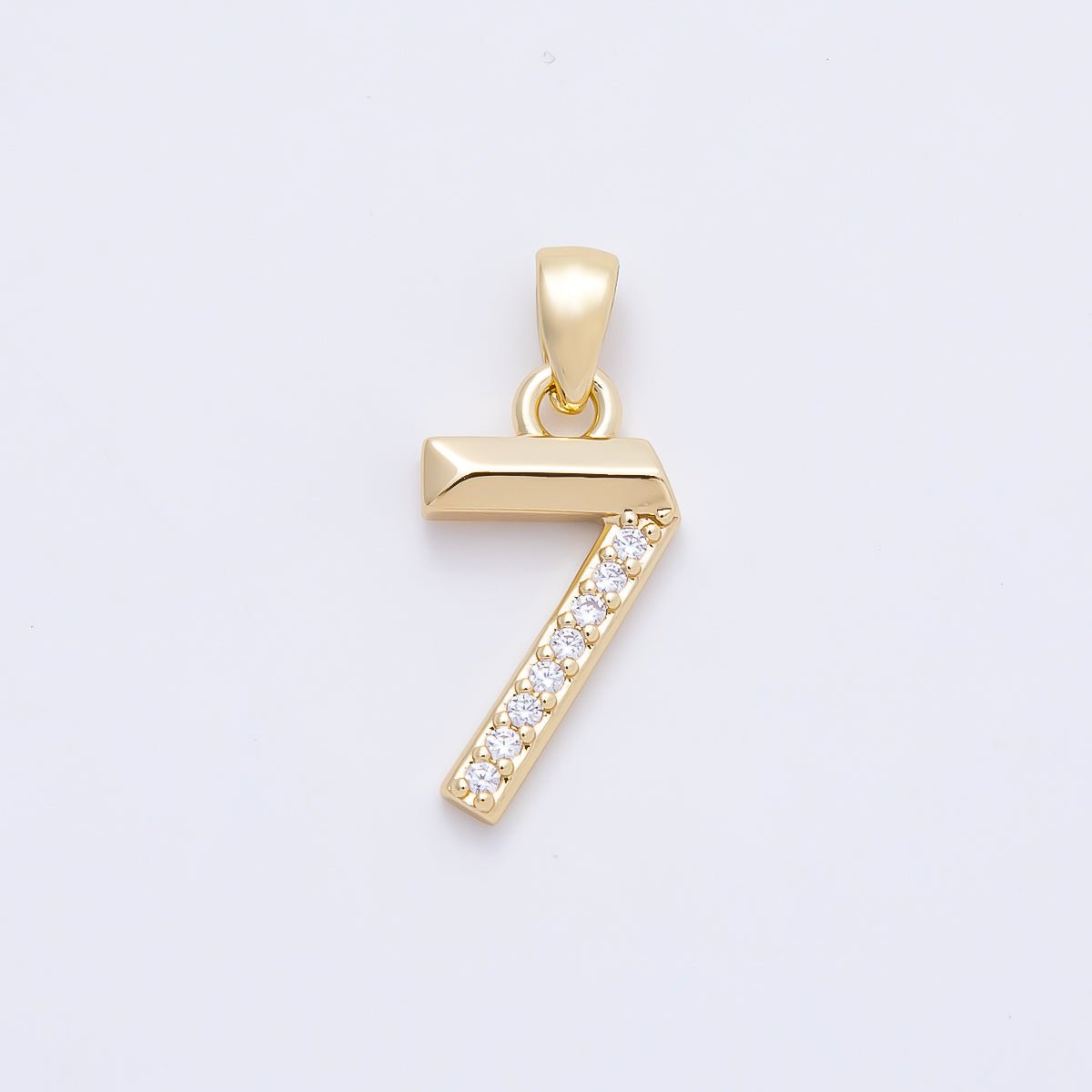 16K Gold Filled 16mm Micro Paved CZ Edged Geometric Number Numerology Charm | Charms-01217 ~ Charms-01226 - DLUXCA