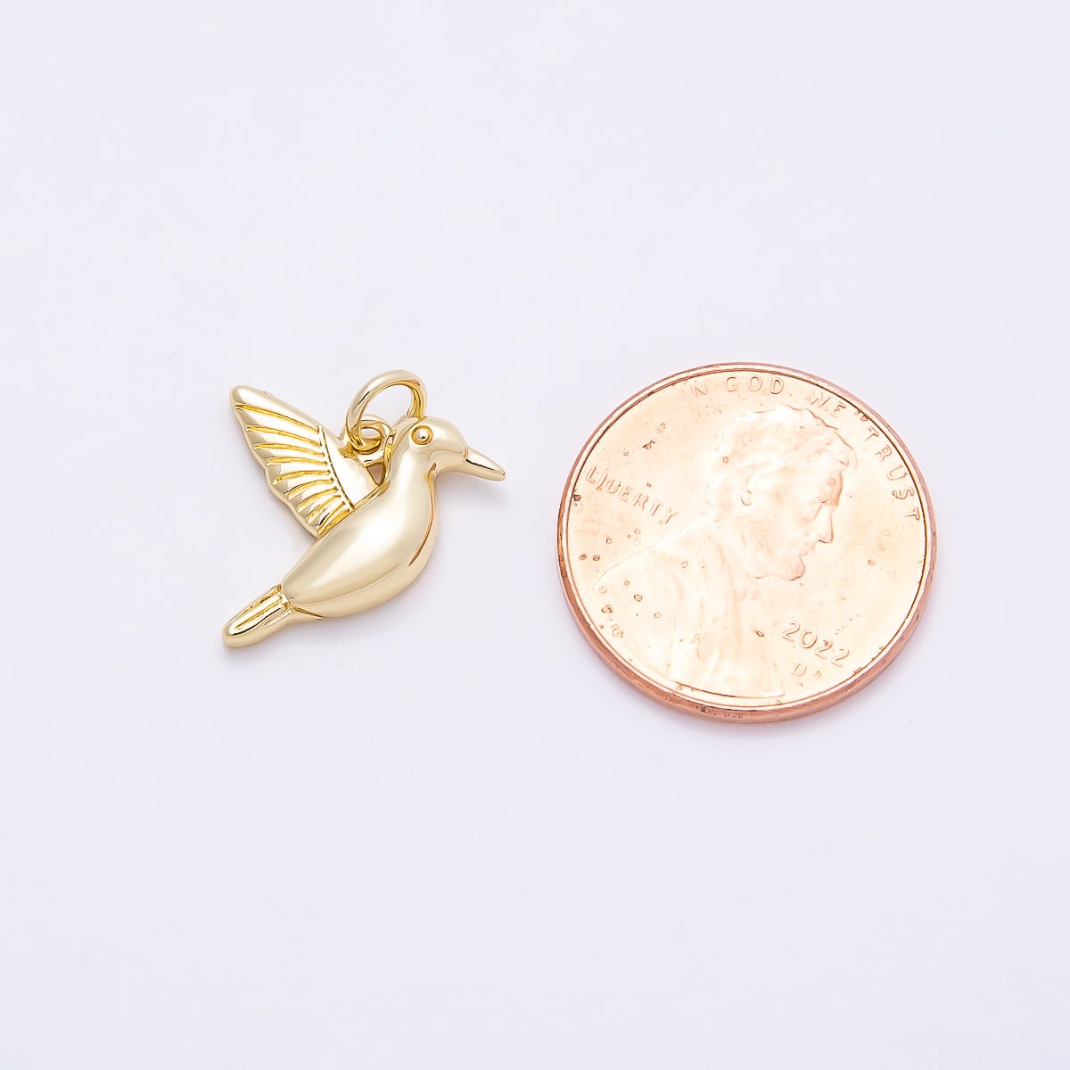 16K Gold Filled 16mm Minimalist Bird Animal 3D Multidimensional Charm | Charms - 00865 - DLUXCA