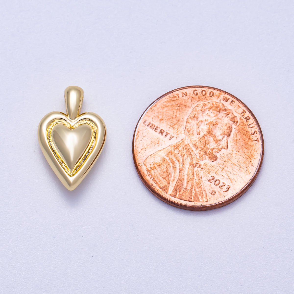 16K Gold Filled 16mm Minimalist Chubby Love Heart Pendant | Charms - 00632 - DLUXCA