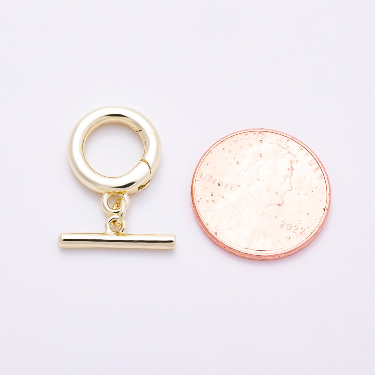 16K Gold Filled 16mm Minimalist OT Push Gate Toggle Clasps Closure | Findings-00498 - DLUXCA