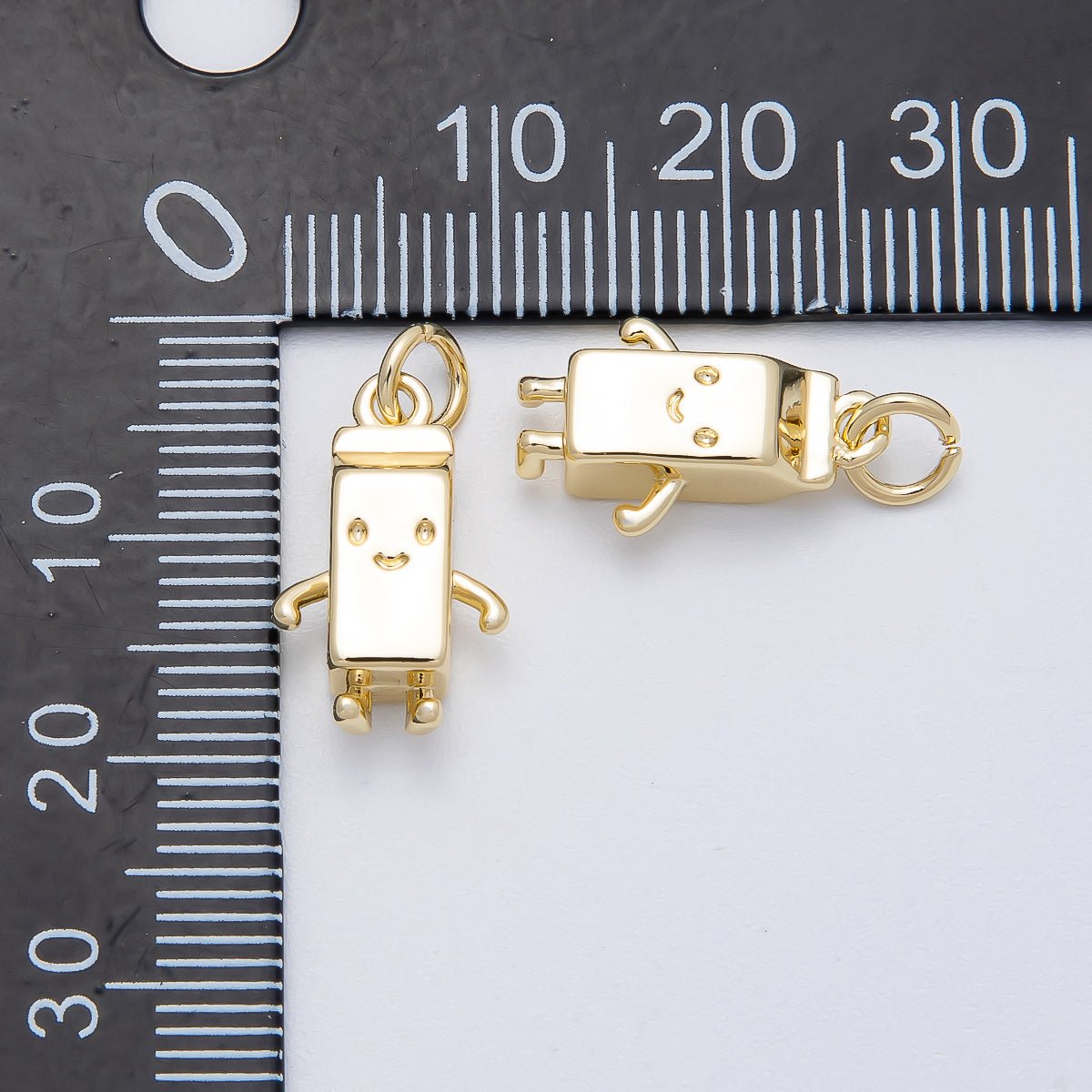 16K Gold Filled 16mm Smiley Face Milk Carton 3D Multidimensional Charm | Charms - 00459 - DLUXCA