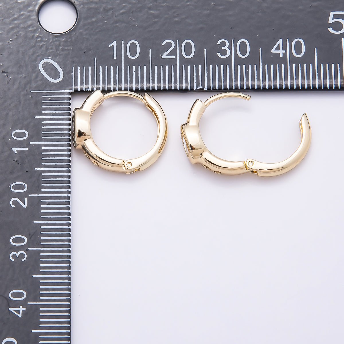 16K Gold Filled 17mm Clear CZ Oval Dotted Huggie Earrings | Earrings-00412 - DLUXCA