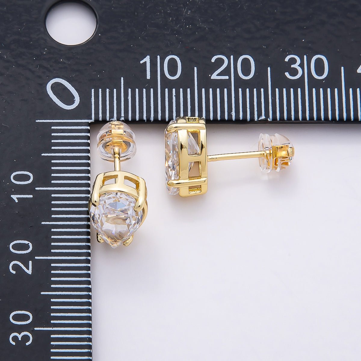 16K Gold Filled 17mm Clear CZ Teardrop Stud Earrings in Gold & Silver | Earrings - 00374 Earrings - 00375 - DLUXCA