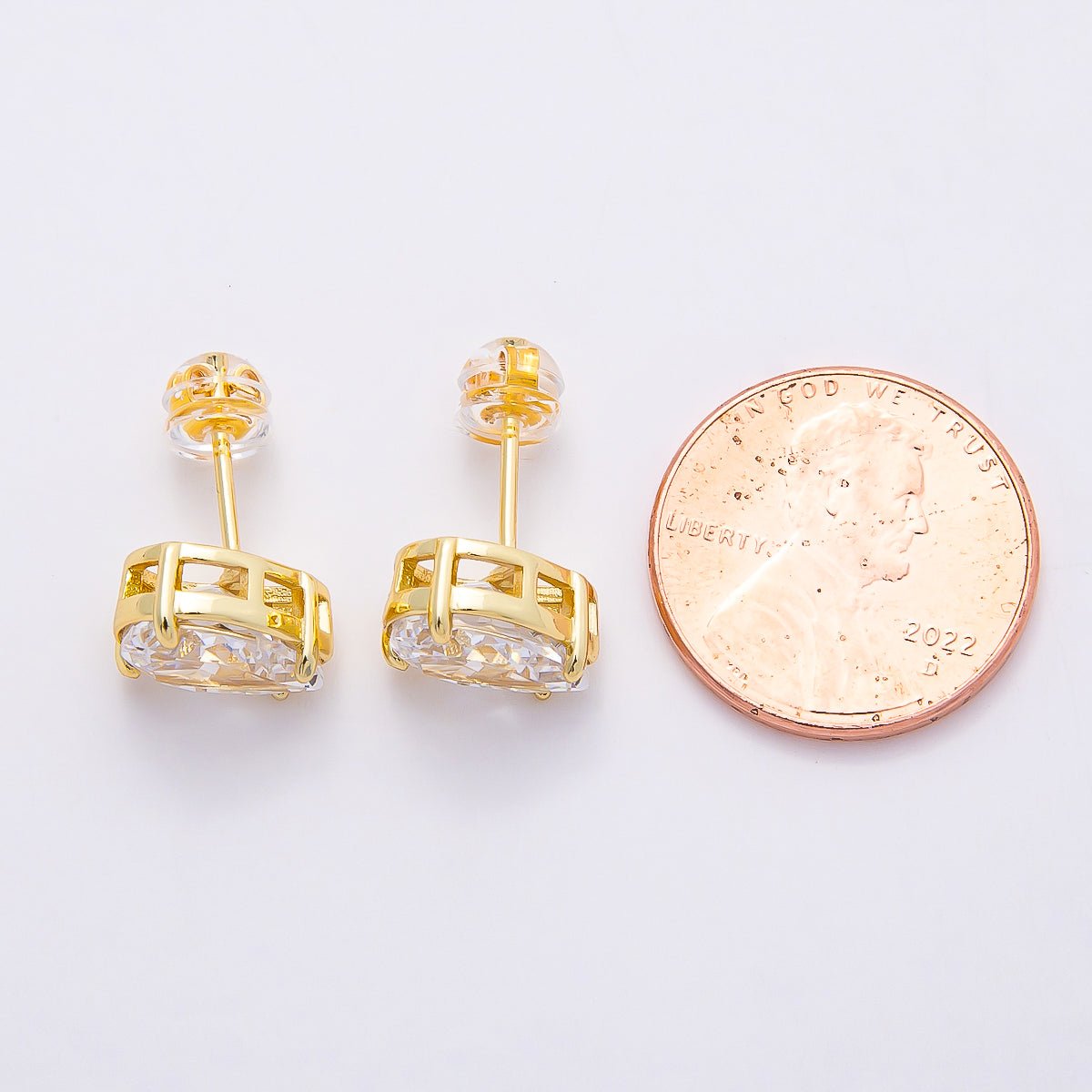 16K Gold Filled 17mm Clear CZ Teardrop Stud Earrings in Gold & Silver | Earrings - 00374 Earrings - 00375 - DLUXCA