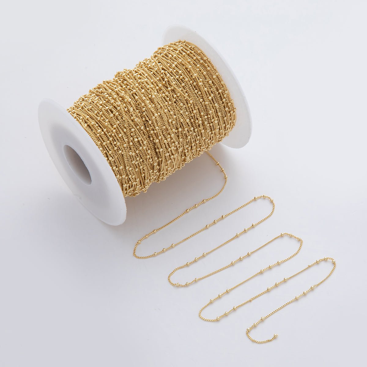 16K Gold Filled 1.7mm Curb Satellite Unfinished Chain by Yard | Roll - 1564 - DLUXCA