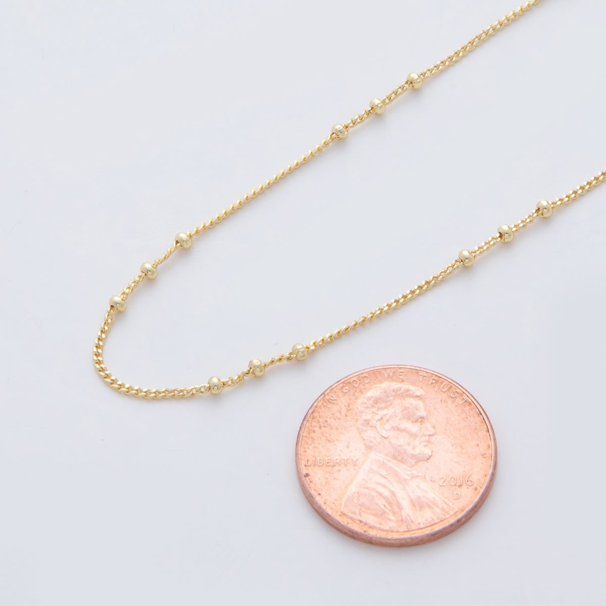 16K Gold Filled 1.7mm Curb Satellite Unfinished Chain by Yard | Roll - 1564 - DLUXCA