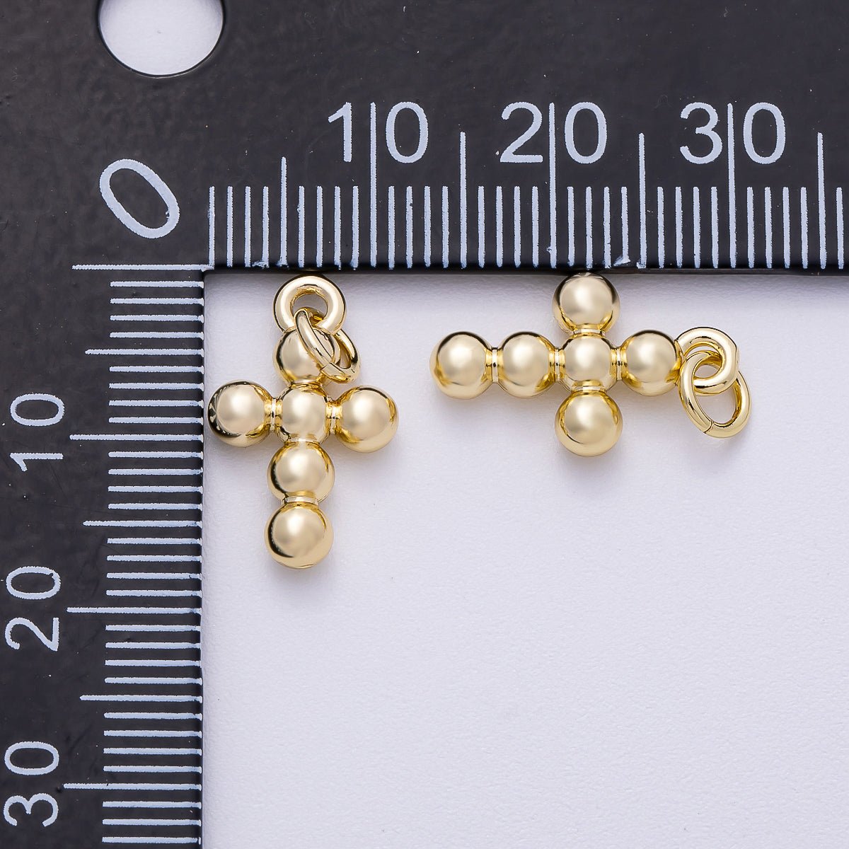 16K Gold Filled 17mm Minimalist Bubble Round Cross Charm | Charms - 00498 - DLUXCA