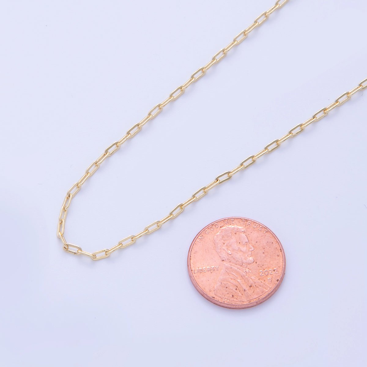 16K Gold Filled 1.7mm Minimalist Paperclip Unfinished Chain by Yard | Roll - 1578 - DLUXCA