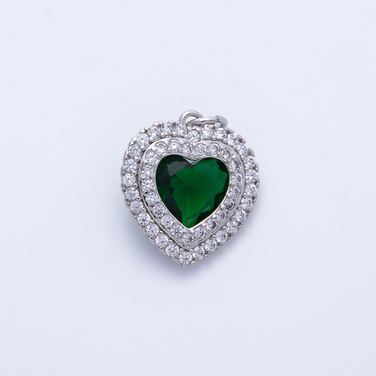 16K Gold Filled 17mm Pink, Clear, Green, Purple, Red, Blue Micro Paved CZ Heart Charm in Gold & Silver | Charms - 00304 - Charms - 00311 - DLUXCA
