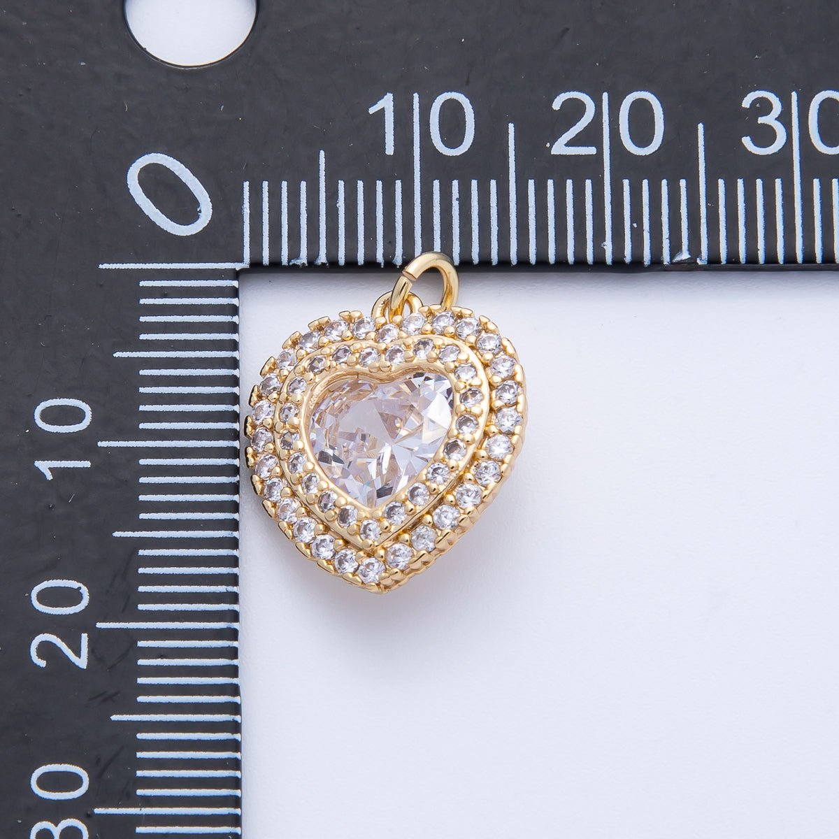 16K Gold Filled 17mm Pink, Clear, Green, Purple, Red, Blue Micro Paved CZ Heart Charm in Gold & Silver | Charms - 00304 - Charms - 00311 - DLUXCA