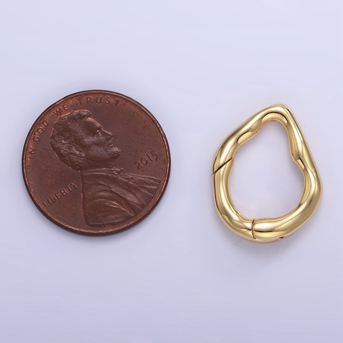 16K Gold Filled 18mm Abstract Hammered Push Spring Gate Findings | Z888 - DLUXCA